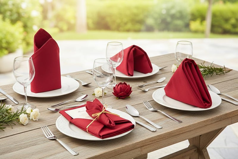 ITOS365 100% Cotton Dinner Napkins Red Cloth Napkin - 6 Pack (18 inches x 18 inches) Soft and Comfortable - Durable Hotel Quality - Ideal for Events and Regular Home Use - Image 4